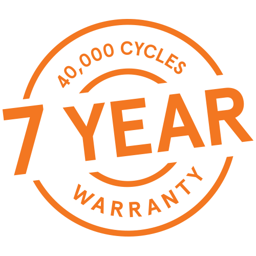 40,000 cycles 7 year warranty logo