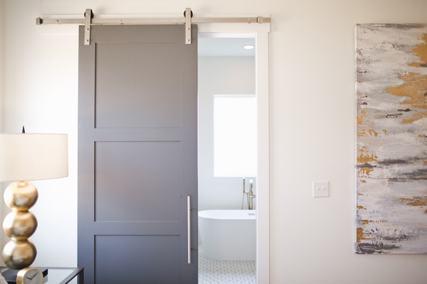 Grey sliding bypass barn door